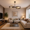 NG Lighting Kremasto Fotistiko Rag Xeiropoiito Metalliko Skouria/Moka Difoto E27 52x70cm 2024077